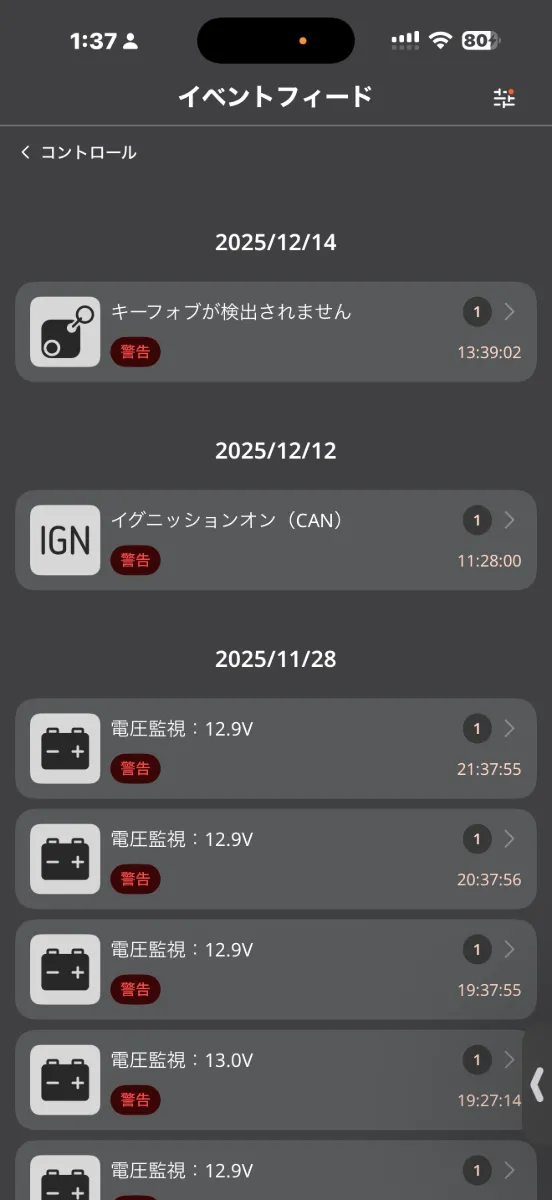 【週末オーナーほど刺さる：電圧がスマホで見える】週末しか乗らない、長く停める日がある。こういう使い方の方ほど、地味に効くのが電圧確認です。「しばらく乗ってないけど大丈夫かな…」が、スマホで見てすぐ分かる。“なんとなく不安”を、数値で安心に変えられるのは想像以上に大きいです。
